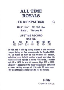 1986 TCMA All-Time Kansas City Royals - Color #8-ROY Ed Kirkpatrick Back