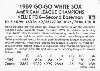 1981 TCMA 1959 Chicago White Sox #2 Nellie Fox Back
