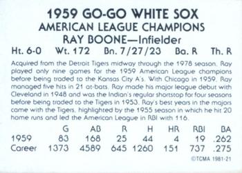 1981 TCMA 1959 Chicago White Sox #21 Ray Boone Back