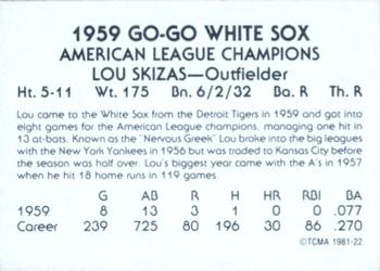 1981 TCMA 1959 Chicago White Sox #22 Lou Skizas Back