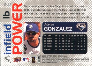 2008 Upper Deck - Infield Power #IP-GO Adrian Gonzalez Back