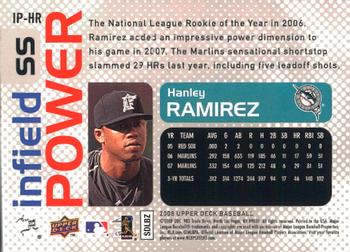 2008 Upper Deck - Infield Power #IP-HR Hanley Ramirez Back