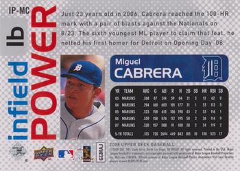 2008 Upper Deck - Infield Power #IP-MC Miguel Cabrera Back