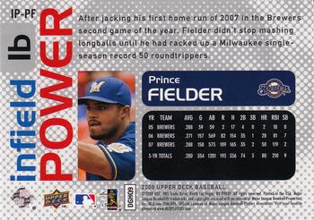 2008 Upper Deck - Infield Power #IP-PF Prince Fielder Back