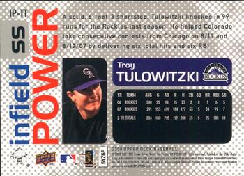 2008 Upper Deck - Infield Power #IP-TT Troy Tulowitzki Back