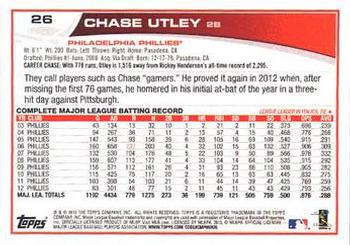 2013 Topps - Purple #26 Chase Utley Back
