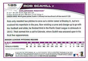 2013 Topps - Purple #185 Rob Scahill Back