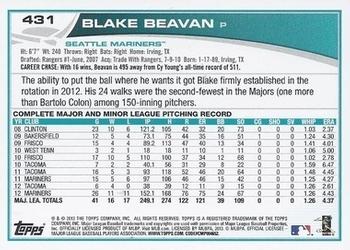 2013 Topps - Purple #431 Blake Beavan Back