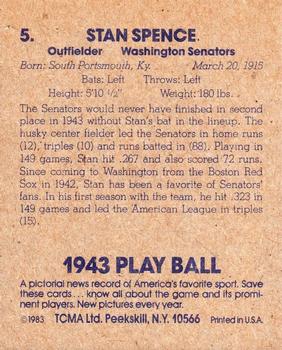 1983 TCMA 1943 Play Ball #5 Stan Spence Back