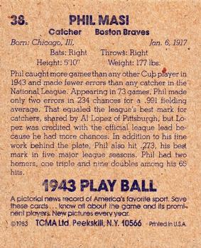 1983 TCMA 1943 Play Ball #38 Phil Masi Back