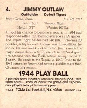 1983 TCMA 1944 Play Ball #4 Jimmy Outlaw Back