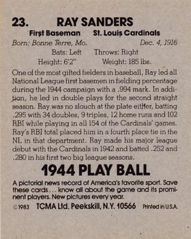 1983 TCMA 1944 Play Ball #23 Ray Sanders Back