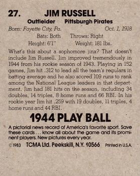 1983 TCMA 1944 Play Ball #27 Jim Russell Back