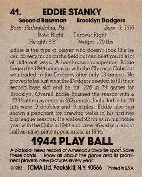 1983 TCMA 1944 Play Ball #41 Eddie Stanky Back