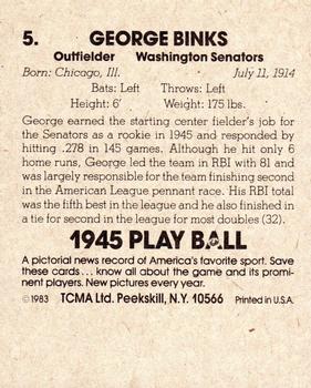 1983 TCMA 1945 Play Ball #5 George Binks Back