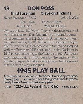 1983 TCMA 1945 Play Ball #13 Don Ross Back
