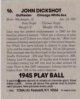 1983 TCMA 1945 Play Ball #16 Johnny Dickshot Back
