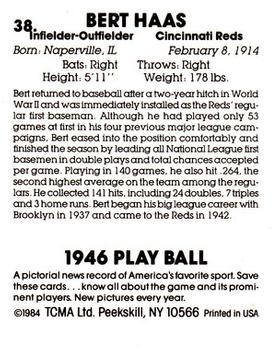 1984 TCMA 1946 Play Ball #38 Bert Haas Back