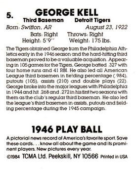 1984 TCMA 1946 Play Ball #5 George Kell Back