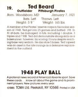 1985 TCMA 1948 Play Ball #19 Ted Beard Back