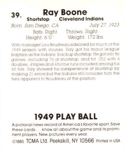 1985 TCMA 1949 Play Ball #39 Ray Boone Back