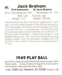 1985 TCMA 1949 Play Ball #41 Jack Graham Back