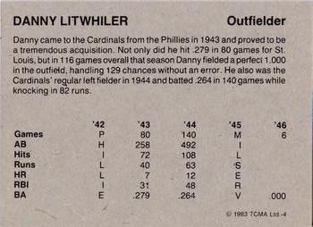 1983 TCMA 1942-46 St. Louis Cardinals #4 Danny Litwhiler Back