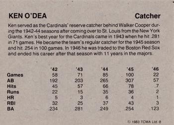 1983 TCMA 1942-46 St. Louis Cardinals #8 Ken O'Dea Back