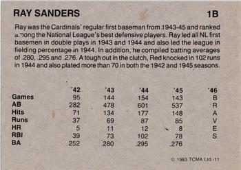 1983 TCMA 1942-46 St. Louis Cardinals #11 Ray Sanders Back
