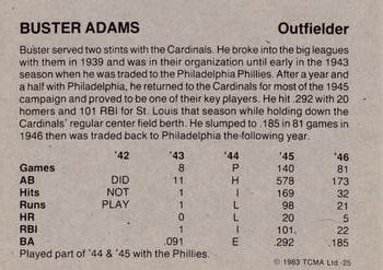 1983 TCMA 1942-46 St. Louis Cardinals #25 Buster Adams Back