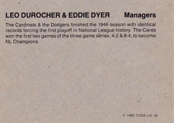 1983 TCMA 1942-46 St. Louis Cardinals #30 Leo Durocher / Eddie Dyer Back