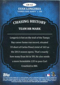 2013 Topps - Chasing History Gold Foil #CH-12 Evan Longoria Back