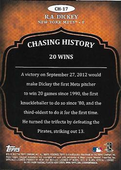 2013 Topps - Chasing History Gold Foil #CH-17 R.A. Dickey Back