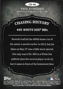 2013 Topps - Chasing History Gold Foil #CH-48 Paul Konerko Back