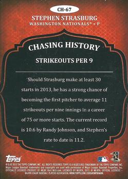2013 Topps - Chasing History Gold Foil #CH-67 Stephen Strasburg Back