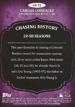 2013 Topps - Chasing History Gold Foil #CH-72 Carlos Gonzalez Back