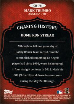 2013 Topps - Chasing History Gold Foil #CH-78 Mark Trumbo Back