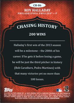 2013 Topps - Chasing History Gold Foil #CH-86 Roy Halladay Back