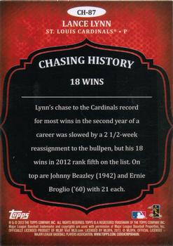 2013 Topps - Chasing History Gold Foil #CH-87 Lance Lynn Back