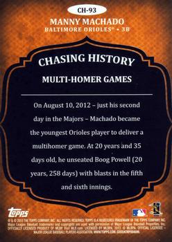 2013 Topps - Chasing History Gold Foil #CH-93 Manny Machado Back