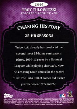 2013 Topps - Chasing History Gold Foil #CH-97 Troy Tulowitzki Back