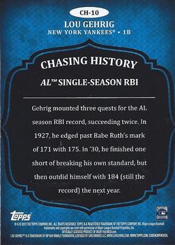 2013 Topps - Chasing History Gold Foil #CH-10 Lou Gehrig Back
