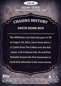 2013 Topps - Chasing History Gold Foil #CH-30 Adam Dunn Back