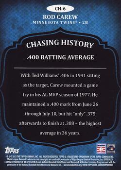 2013 Topps - Chasing History Silver Foil #CH-6 Rod Carew Back