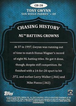 2013 Topps - Chasing History Silver Foil #CH-28 Tony Gwynn Back