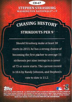 2013 Topps - Chasing History Silver Foil #CH-67 Stephen Strasburg Back