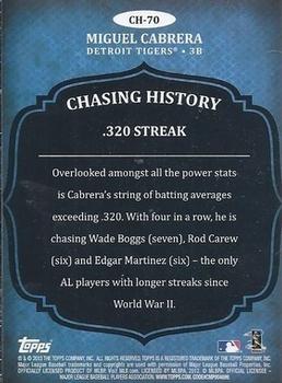2013 Topps - Chasing History Silver Foil #CH-70 Miguel Cabrera Back