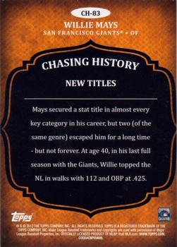 2013 Topps - Chasing History Silver Foil #CH-83 Willie Mays Back