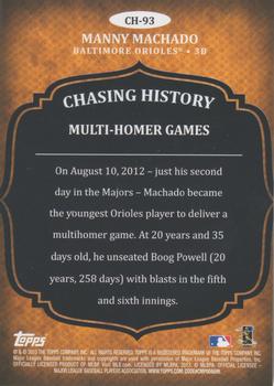 2013 Topps - Chasing History Silver Foil #CH-93 Manny Machado Back