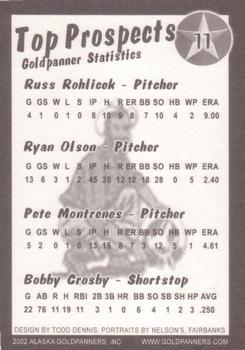 1999 Alaska Goldpanners #11 Russ Rohlicek / Ryan Olson / Pete Montrenes / Bobby Crosby Back